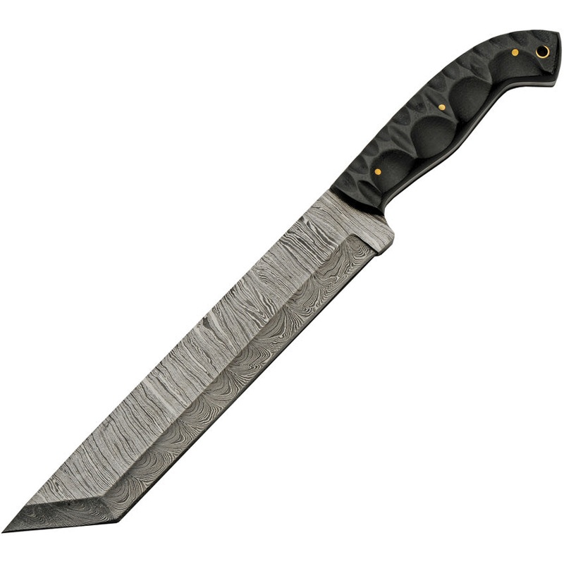 Damascus Great Slate Machete Black Micarta Fixed Blade Knife Machete 1323