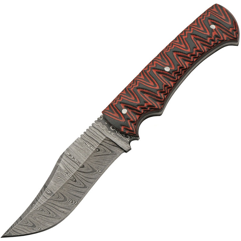 Damascus Magma Hunter Red & Black Micarta Damascus Fixed Blade Knife 1326