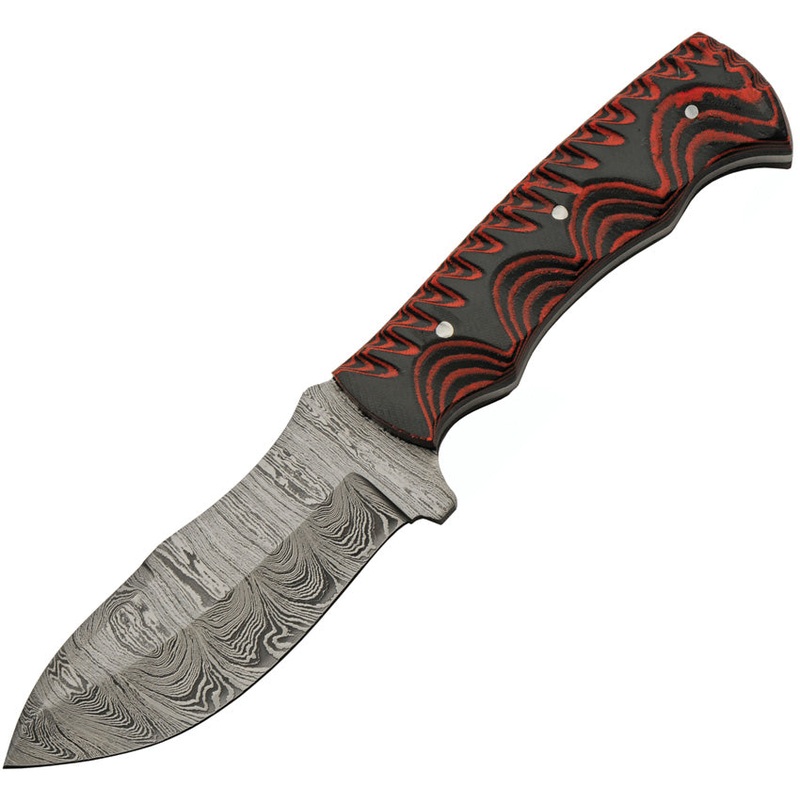 Damascus Magma Hunter Red & Black Micarta Damascus Fixed Blade Knife 1330