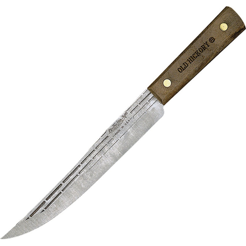 Old Hickory Slicing Tan Wood Carbon Steel Clip Point Fixed Blade Knife 758