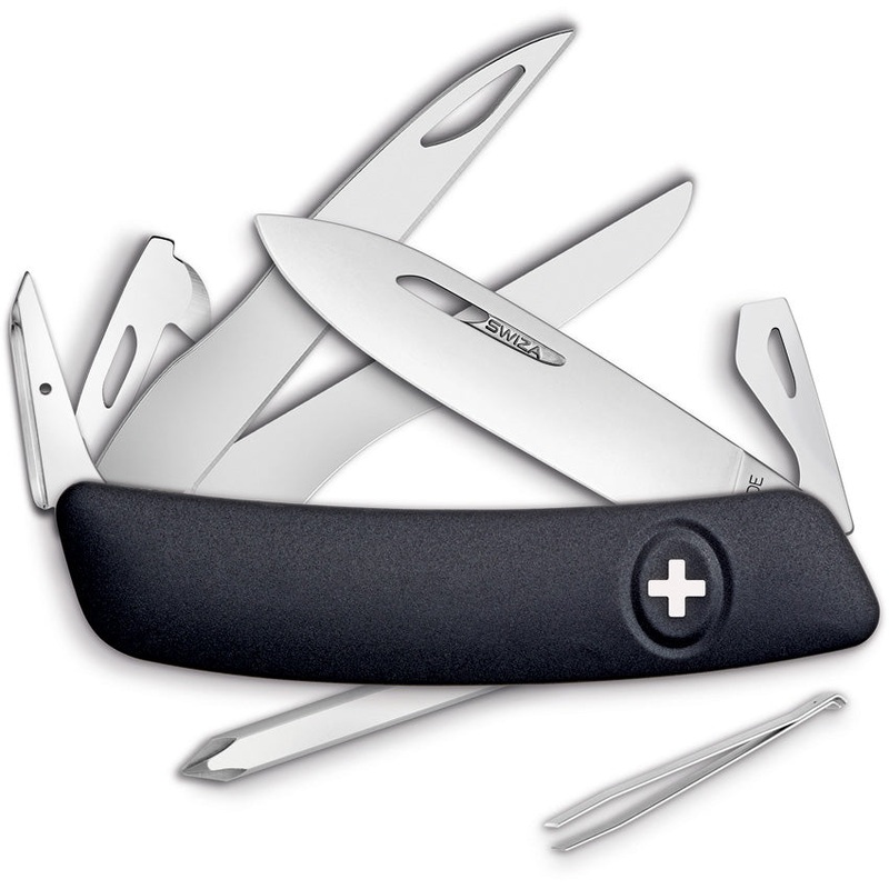 Swiza D08 Swiss Pocket Knife Black Synthetic Folding Pocket Knife 1201010