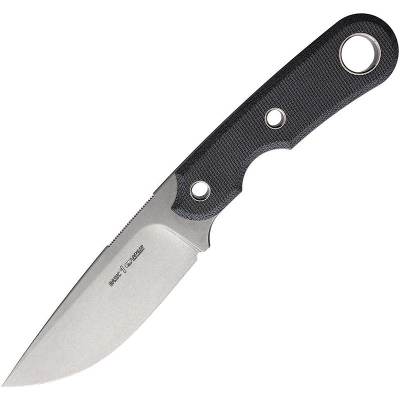 Viper Basic 1 Black Canvas Micarta D2 Steel Drop Point Fixed Blade Knife 4028CB