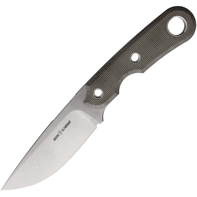 Viper Basic 1 Green Canvas Micarta D2 Steel Drop Point Fixed Blade Knife 4028CG