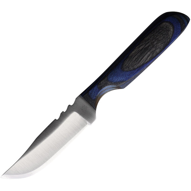 Anza Mini Black & Blue Smooth Micarta  Clip Point Fixed Blade Knife BBW