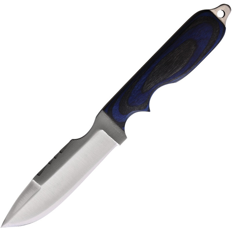 Anza SWAT Blue & Black Wooden  Drop Point Fixed Blade Knife SWATBBW