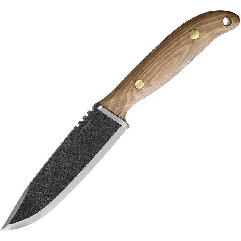 Condor Austral Smooth Burnt Hickory Wood 1095HC Scandi Grind Fixed Blade Knife 396246HC