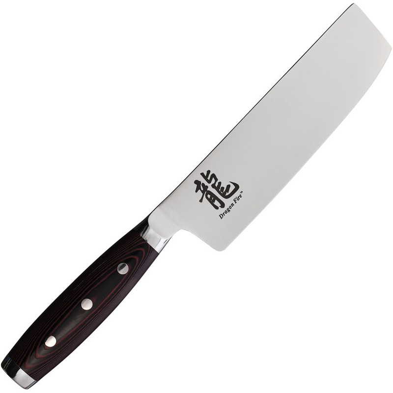Dragon Apogee Nakiri Red Micarta BD1 Stainless Kitchen Knife 00823