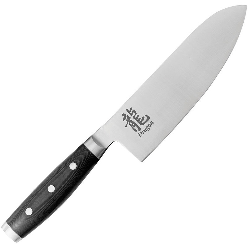 Dragon Apogee Santoku Black Micarta BD1 Stainless Kitchen Knife 00806