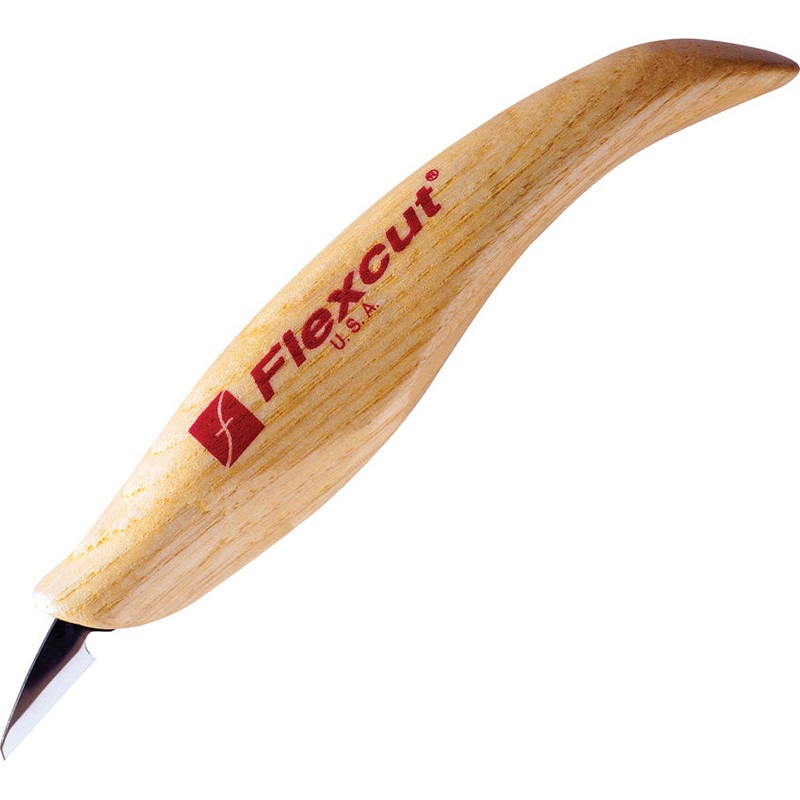 Flexcut Mini Detail Tan Wood Carbon Steel Fixed Blade Knife KN27