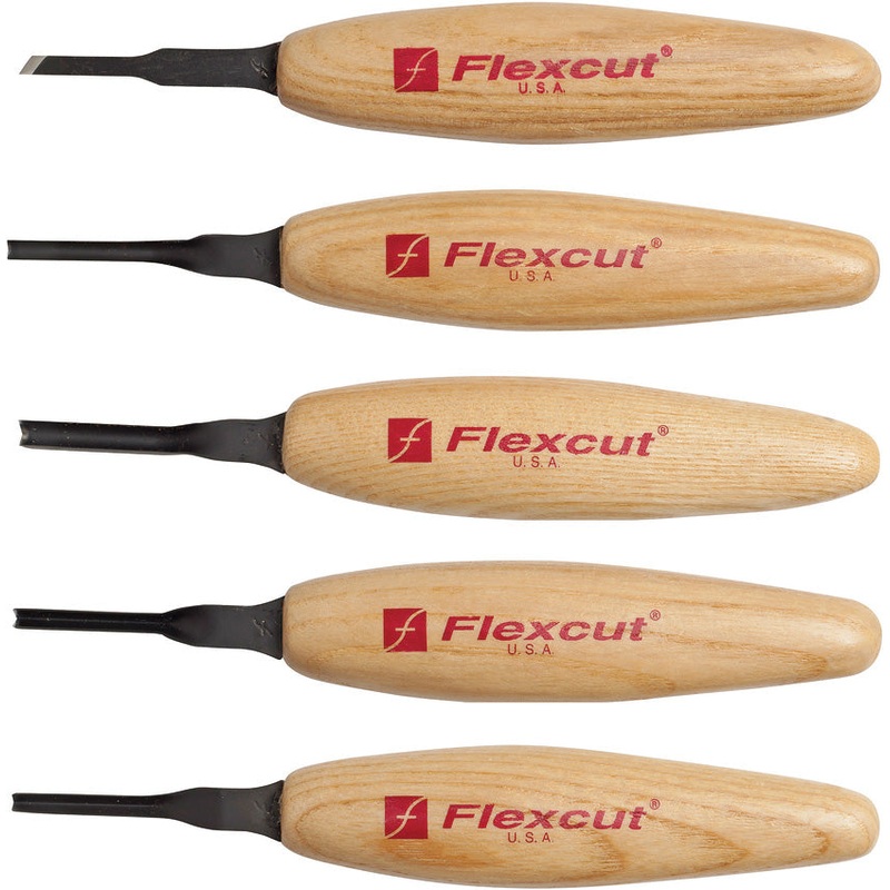 Flexcut Mixed Profile Tan Wood 5pc Carving Knives Micro Tool Set MT930
