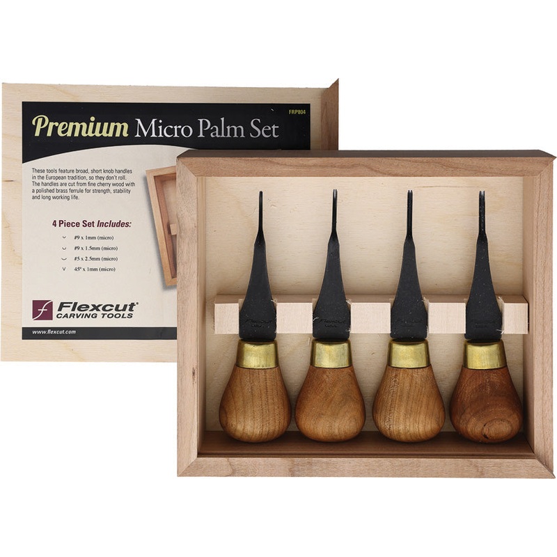 Flexcut Premium Cherry Wood 4pc Carving Knives Micro-Palm Tool Set FRP804
