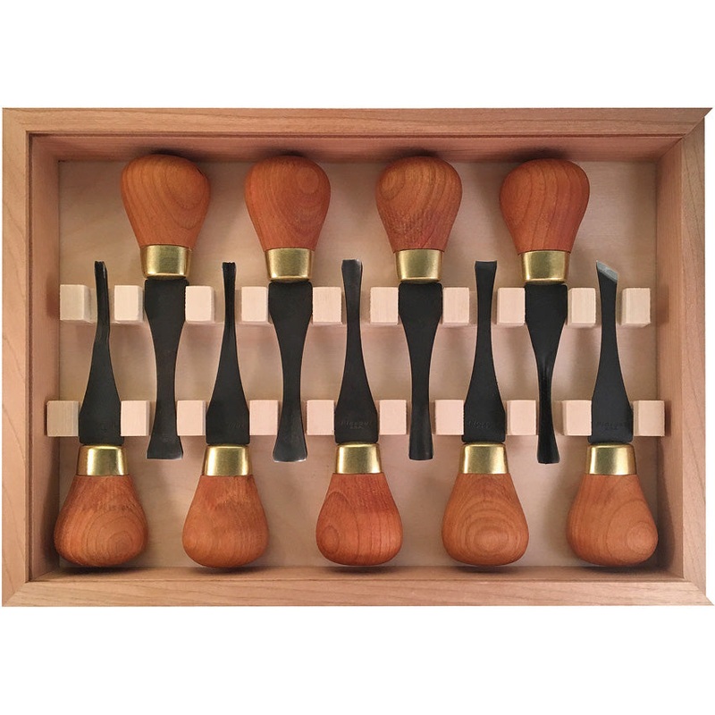 Flexcut Premium Deluxe Cherry Wood 9pc Carving Knives Palm Tool Set FRP405