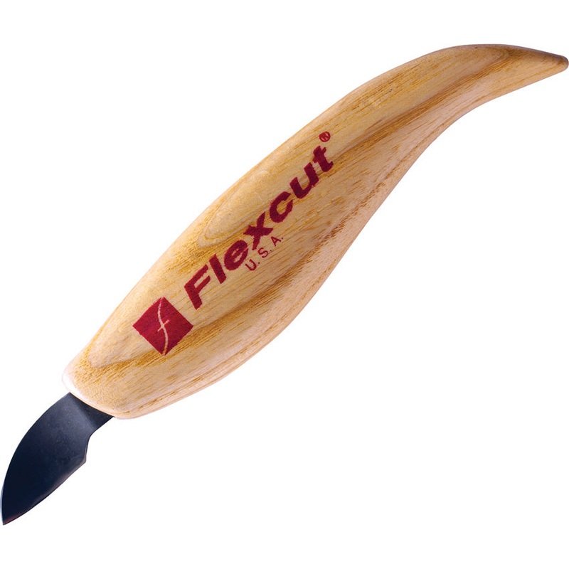 Flexcut Right-Handed Hook Tan Wood Carbon Steel Fixed Blade Knife KN26