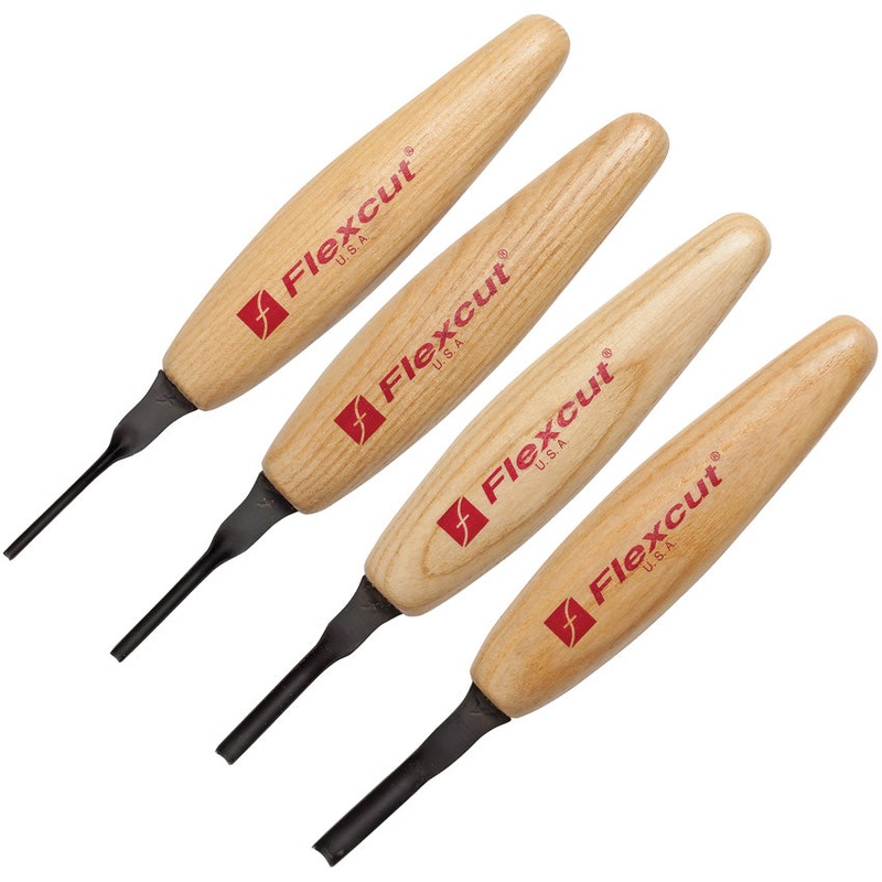 Flexcut Shallow U-Gouge Carbon Steel 4pc Carving Knives Micro Tool Set MT400