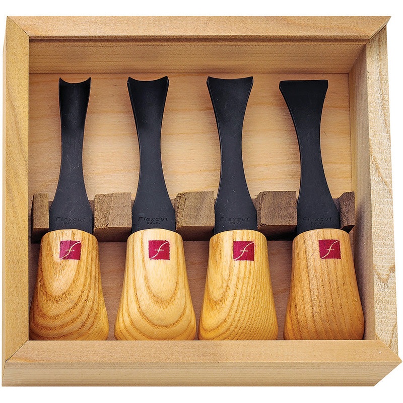 Flexcut Super-Wide-Format Tan Wood Carbon Steel 4pc Carving Knives Palm Set FR704