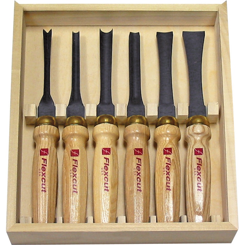Flexcut Tan Wood Carbon Steel 6pc Carving Knives Mallet Starter Set MC150
