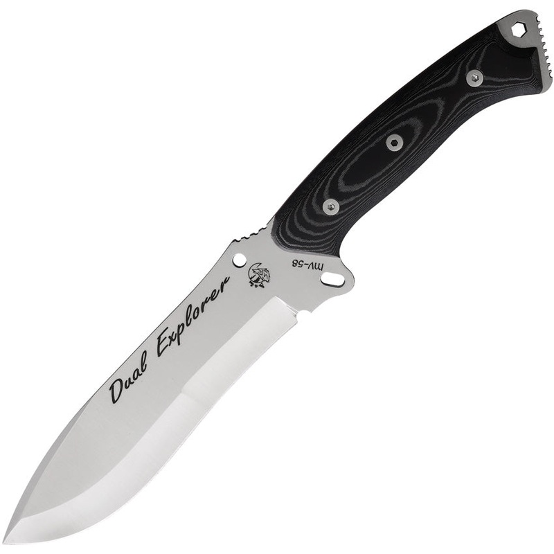 J&V Adventure Knives Dual Explorer Micarta Stainless Fixed Blade Knife 1468M   - On Sale