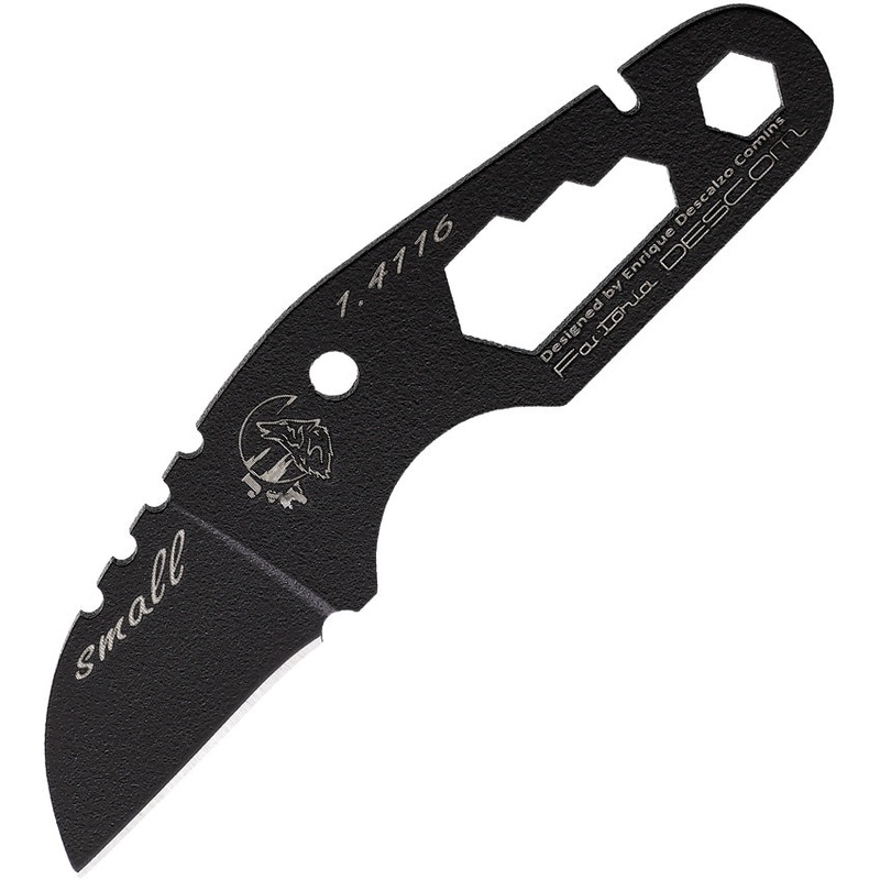 J&V Adventure Knives SMALL Black Stainless Steel Fixed Blade Knife 1435N
