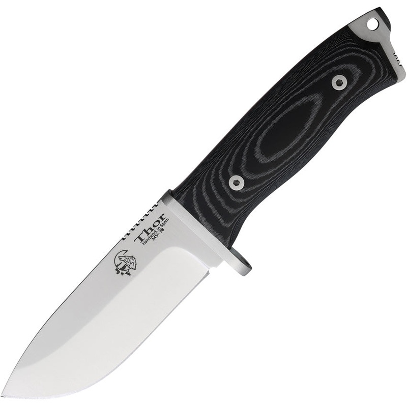 J&V Adventure Knives Thor Black Micarta Stainless Fixed Blade Knife 1217M   - On Sale