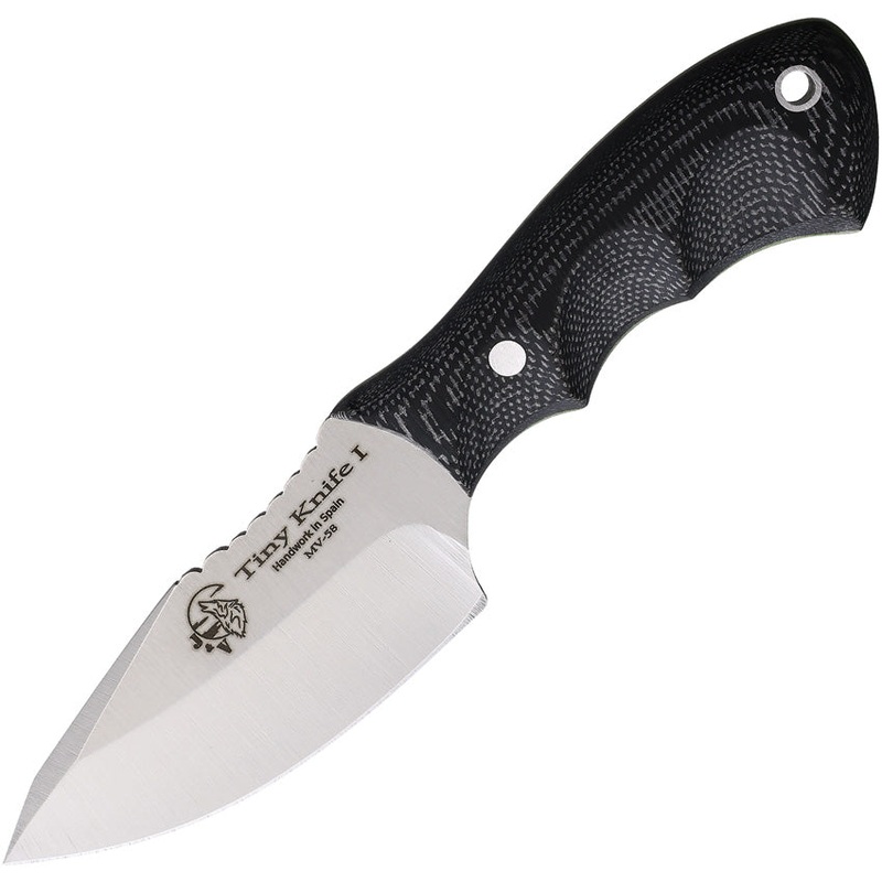J&V Adventure Knives TINY Black Micarta Stainless Fixed Blade Knife 1339T