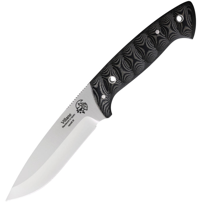 J&V Adventure Knives Villano Black Micarta Stainless Fixed Blade Knife 1174M