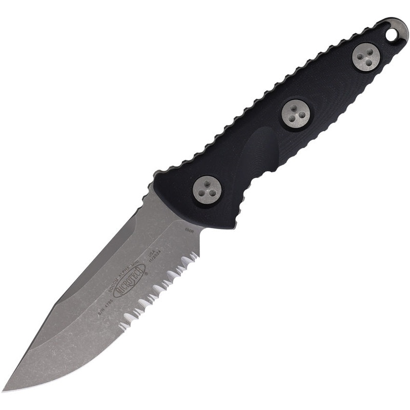 Microtech Socom Alpha Mini Black G10 Partially Serrated Apocalyptic Fixed Blade Knife 113M11AP