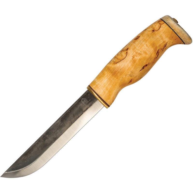 Arctic Legend Bear Tan Curly Birch Carbon Steel Fixed Blade Knife 873