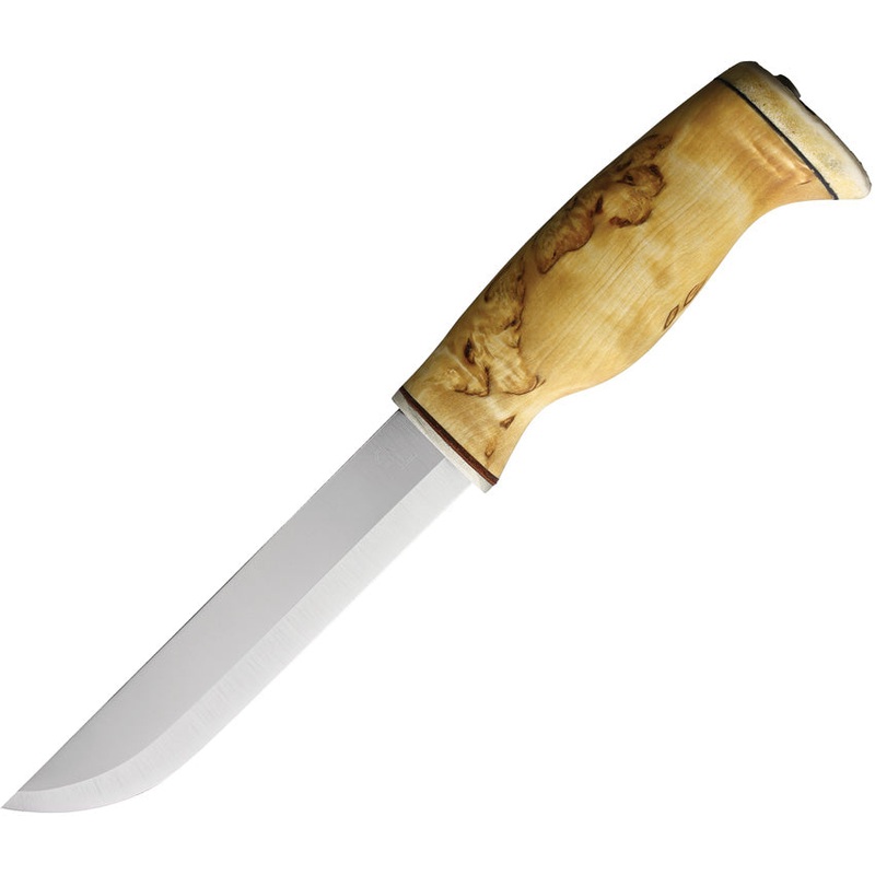 Arctic Legend Bear Tan Curly Birch Stainless Steel Fixed Blade Knife 866