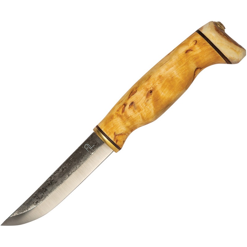 Arctic Legend Hobby Tan Curly Birch Stainless Fixed Blade Knife 910