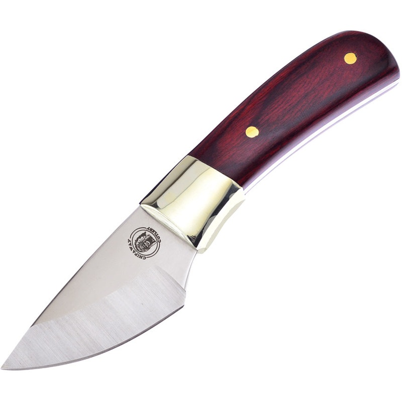 Frost Cutlery Lakota Skinner Red Wood Stainless Steel Fixed Blade Knife w/ Belt Sheath W605RW   - On Sale