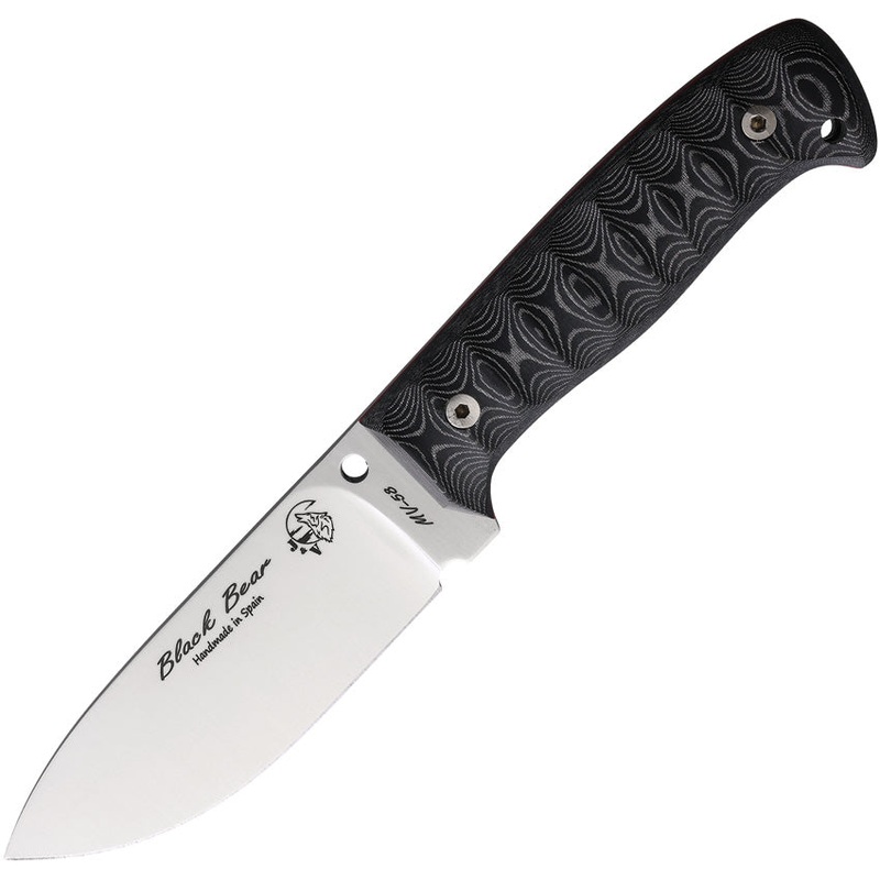 J&V Adventure Knives Black Bear Micarta MV-58 Steel Fixed Blade Knife 1501MN