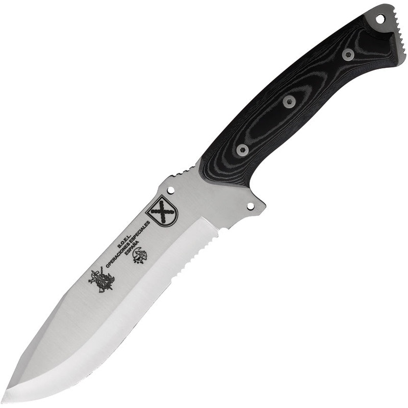 J&V Adventure Knives Boel Black Micarta MV-58 Steel Fixed Blade Knife 1200M   - On Sale