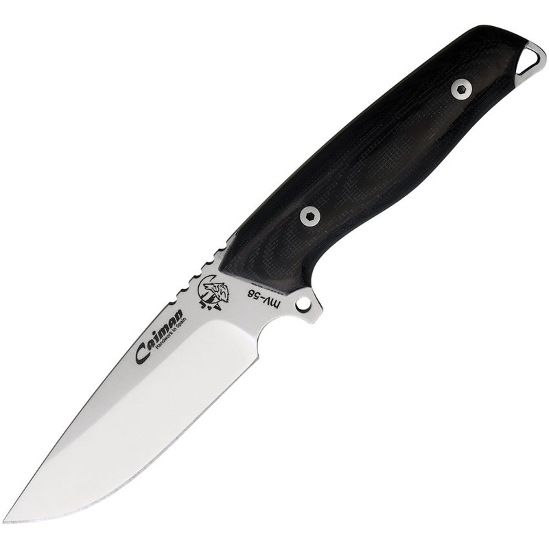 J&V Adventure Knives Caiman Black Micarta Stainless Fixed Blade Knife 1372T   - On Sale