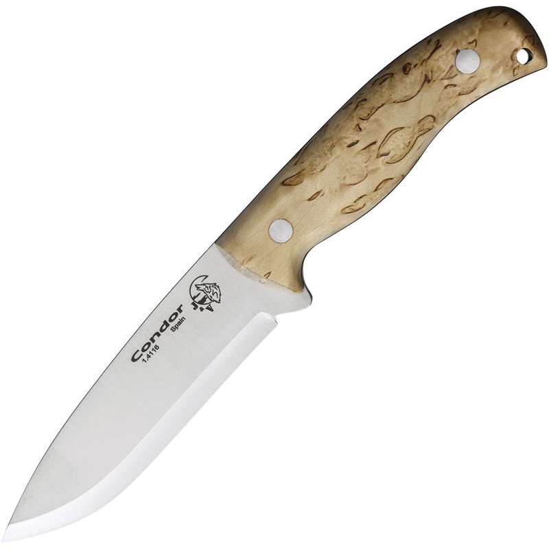J&V Adventure Knives Condor Tan Wood Stainless Fixed Blade Knife 1013AB   - On Sale