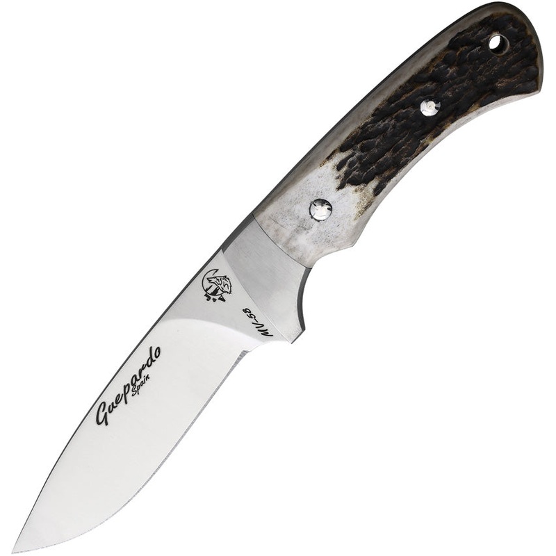 J&V Adventure Knives Gueppardo Tan Deer Stag Stainless Fixed Blade Knife 3014CI   - On Sale