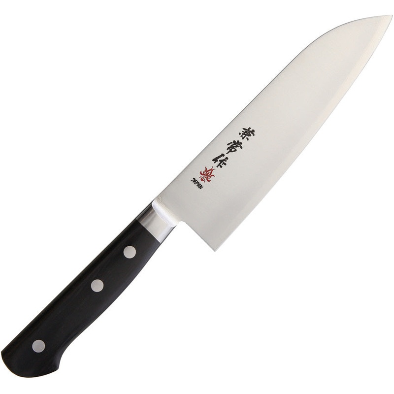 Kanetsune Santoku Black Smooth Wood Stainless Steel Fixed Blade Knife C123