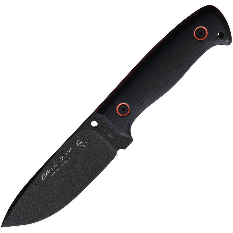 J&V Adventure Knives Black Bear Micarta MV-58 Steel Fixed Blade Knife 1501Y