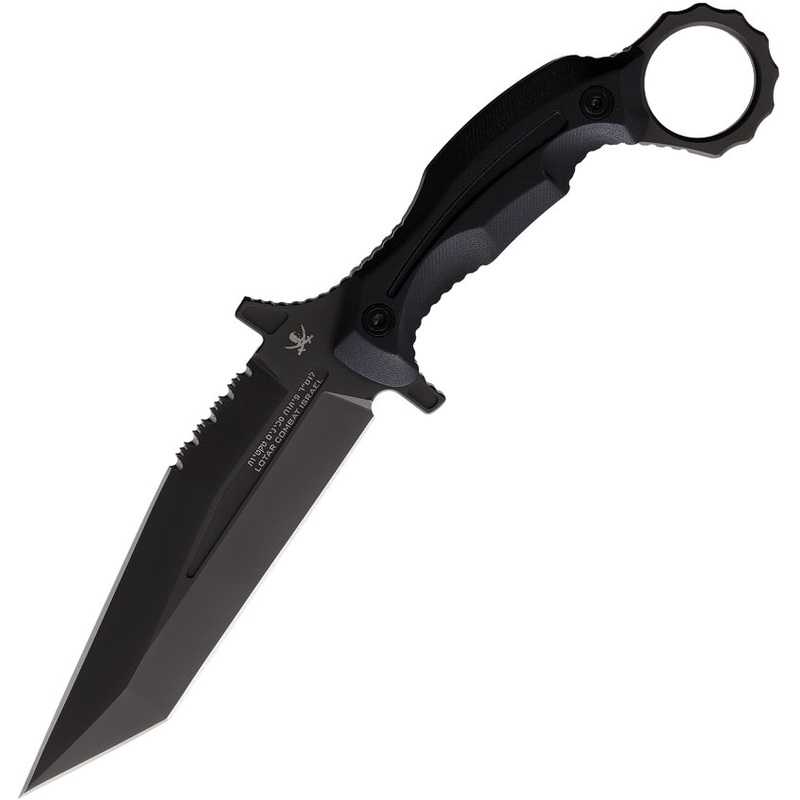 LOTAR Combat KHAOS Matzor Black G10 D2 Steel Fixed Blade Knife KA101BK