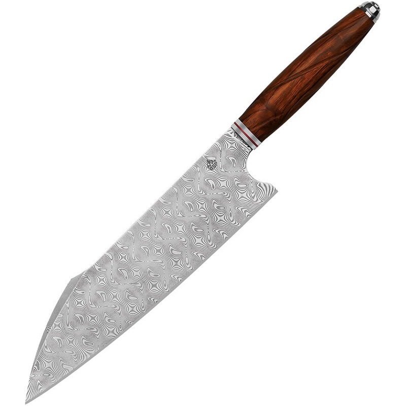 QSP Knife Mulan Series Harpoon Chef's Damascus Fixed Blade Kitchen Knife KK001B- On Sale