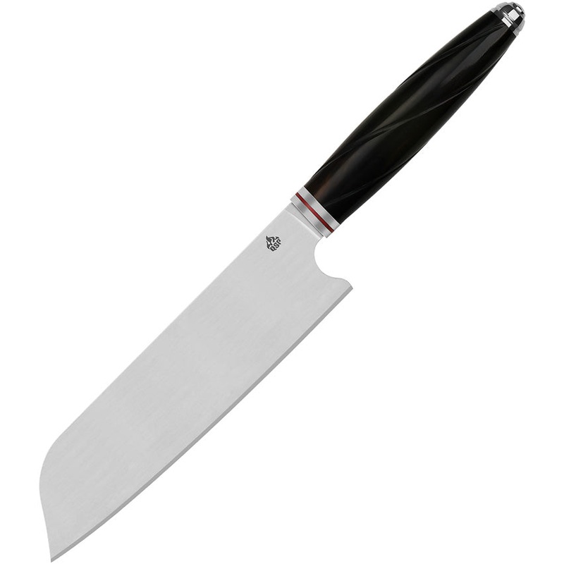 QSP Knife Mulan Series Santoku Wood 14C28N Fixed Blade Kitchen Knife KK002A- On Sale