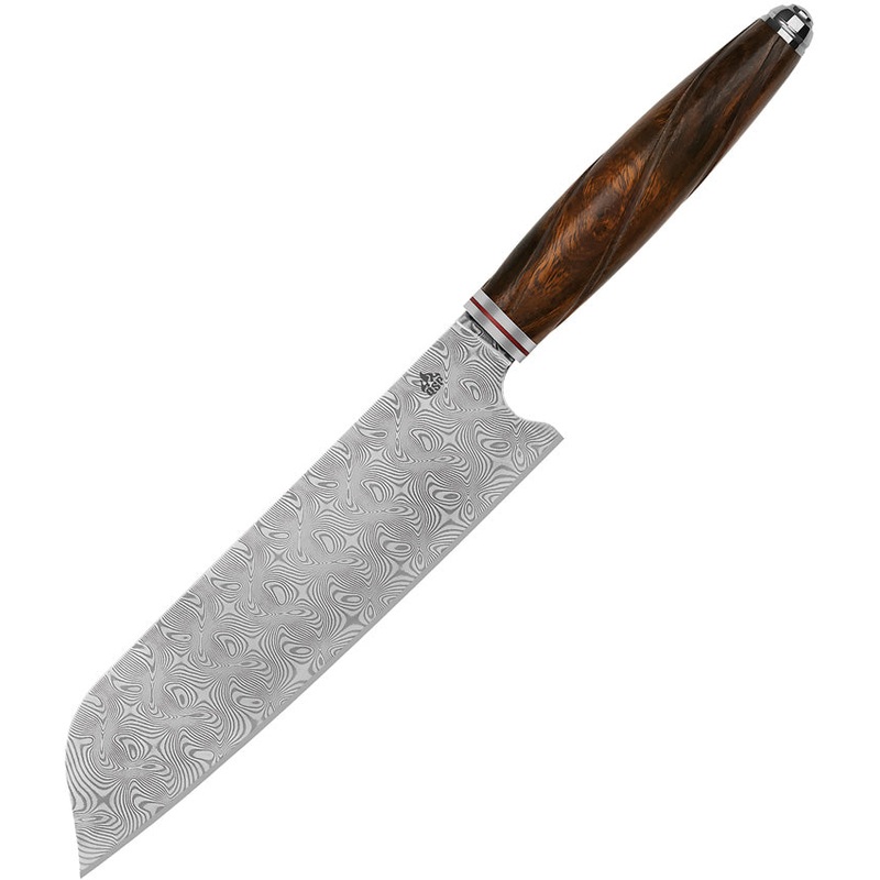 QSP Knife Mulan Series Santoku Wood Damascus Fixed Blade Kitchen Knife KK002B- On Sale