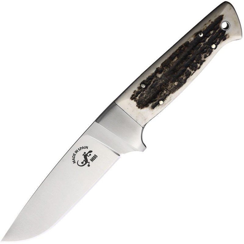 Salamandra Nestor White/Brown Stag Bohler N695 Fixed Blade Knife 407063  -On Sale