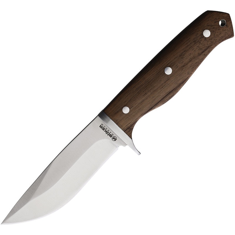 Boker Magnum Drop Brown Walnut Wood 440A Stainless Fixed Blade Knife M02SC338