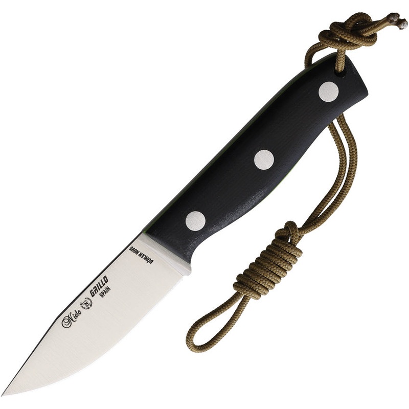Nieto Grillo Black Smooth G10 Bohler N695 Steel Fixed Blade Knife 130G10