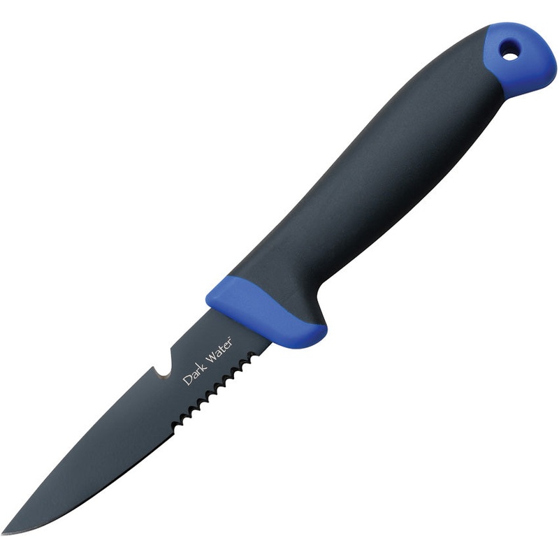 Dark Water Black & Blue 5Cr15MoV Stainless Fixed Blade Knife w/ Sheath FIX001CS