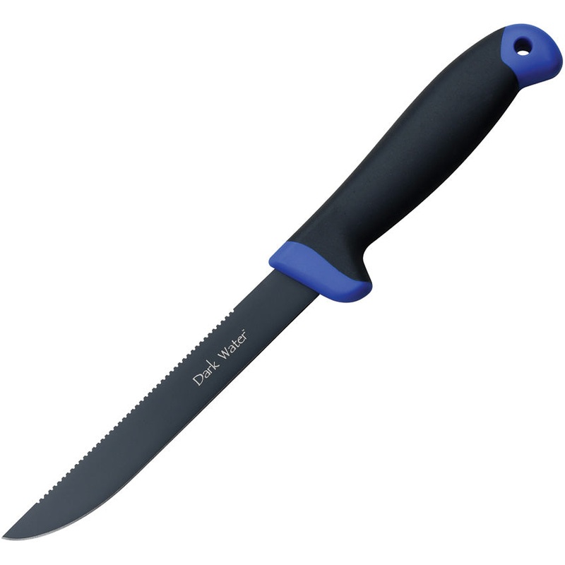 Dark Water Black & Blue 5Cr15MoV Stainless Fixed Blade Knife w/ Sheath FIX002CS