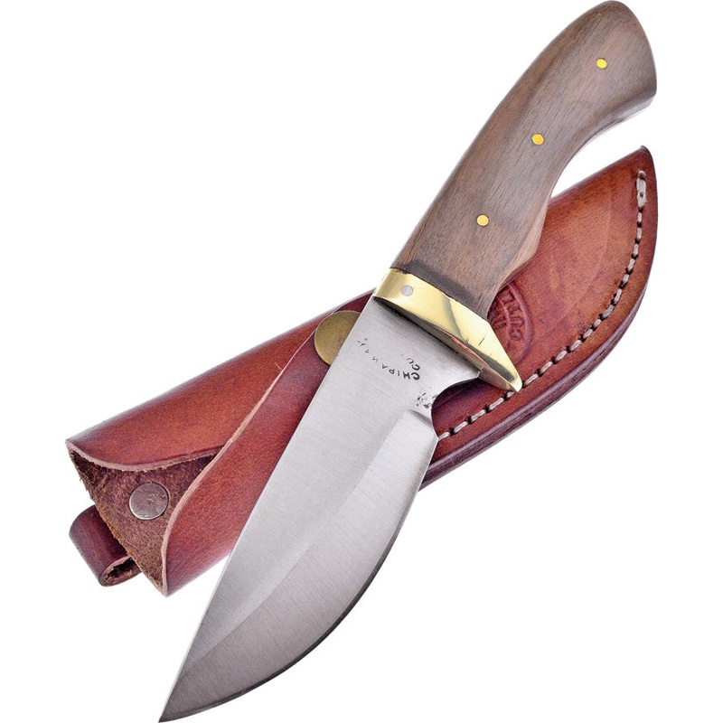 Frost Cutlery Chickasaw Skinner Brown Walnut Stainless Fixed Blade Knife CW019WW