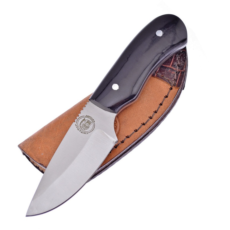 Frost Cutlery Chipaway Black Buffalo Horn Stainless Fixed Blade Knife CW1004BH