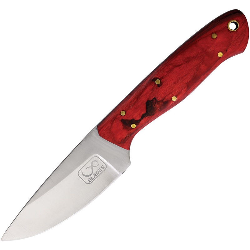 Infinite Blades Red Smooth Pakkawood Stainless Steel Fixed Blade Knife A37   - On Sale