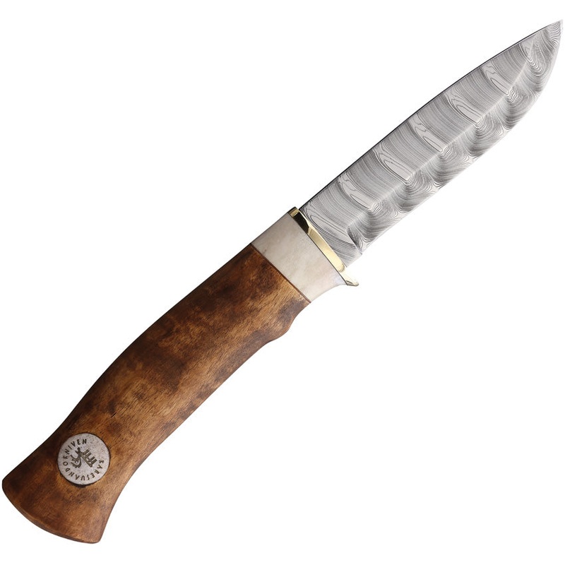 Karesuando Kniven Hunter 10 Dense Twist Wood Damascus Fixed Blade Knife 357106   - On Sale